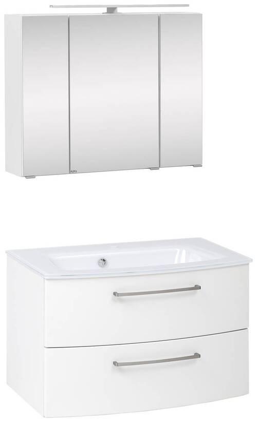 Badmöbel-Set 3-Tlg. inkl. LED Stockholm 80cm Weiß - Weiß, KONVENTIONELL, Holzwerkstoff (80cm) - Held