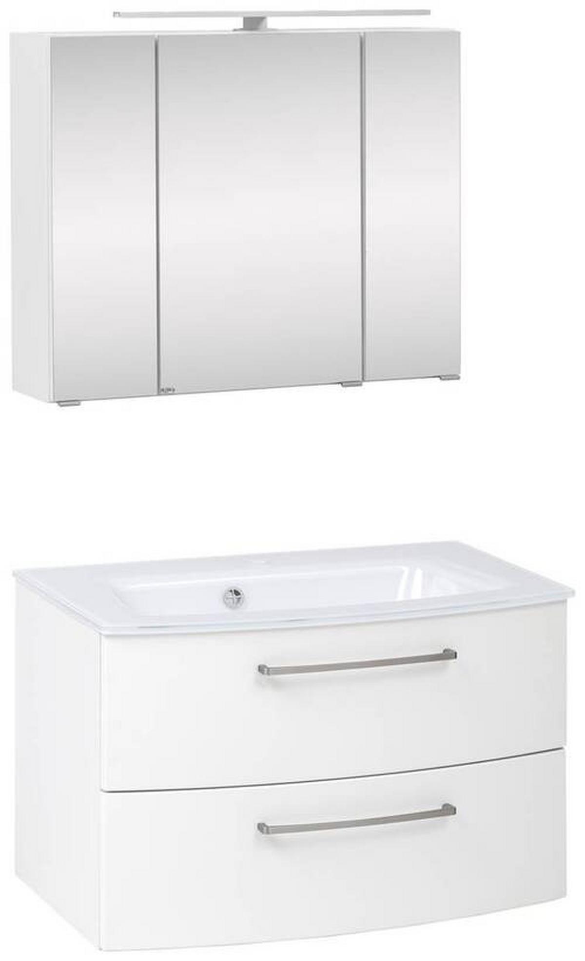 Badmöbel-set 3-tlg. Inkl. Led Stockholm 80cm Weiß - Weiß, KONVENTIONELL, Holzwerkstoff (80cm) - Held