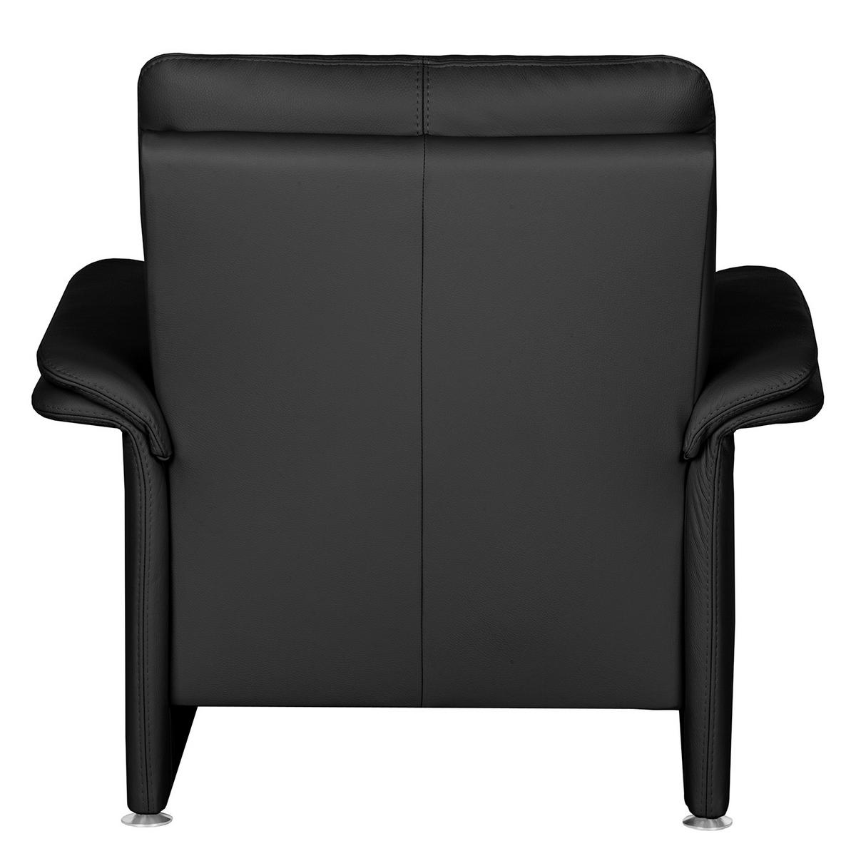 Sessel Comodo Echtleder Schwarz B: 93 cm - Silberfarben/Schwarz, Design, Leder (93/90/88cm) - Livetastic