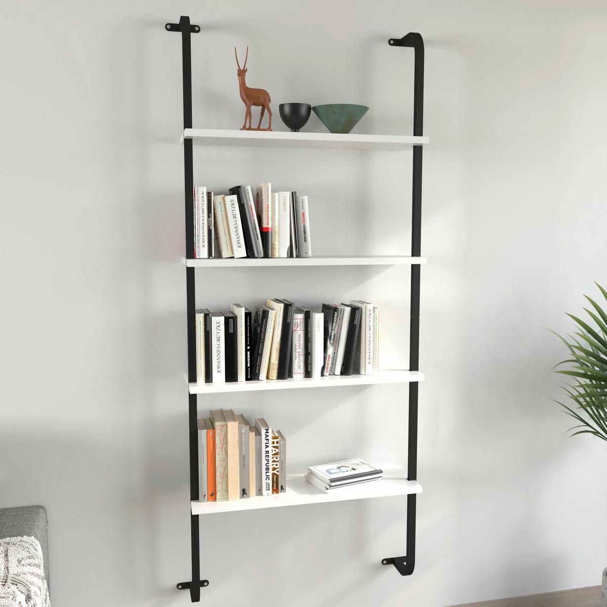 Wandregal Insasi Schwarz Weiß - Schwarz/Weiß, Design, Holzwerkstoff/Metall (64/150/20cm) - MID.YOU