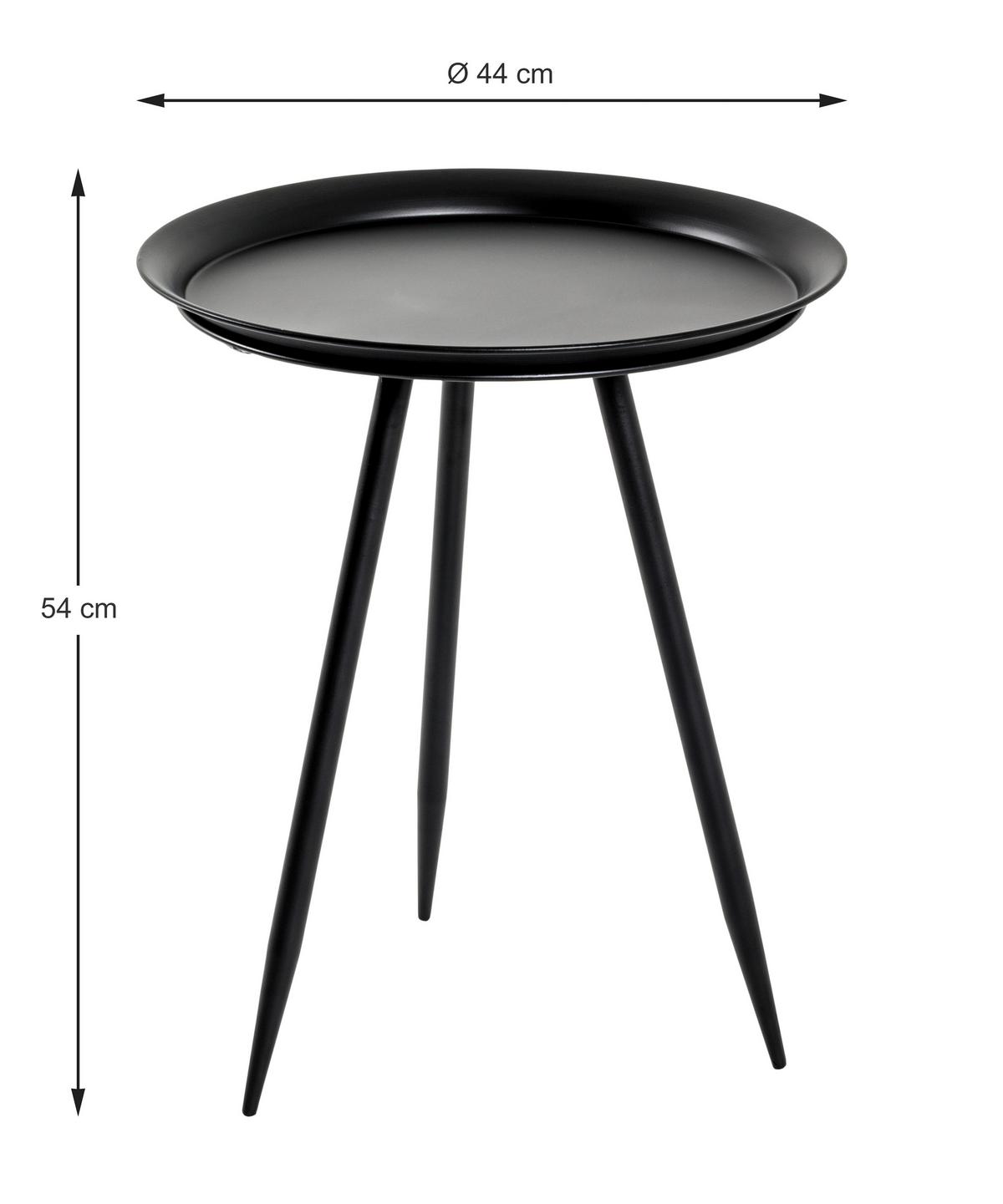 Beistelltisch Rund Nomi, Schwarz - Schwarz, MODERN, Metall (44cm)