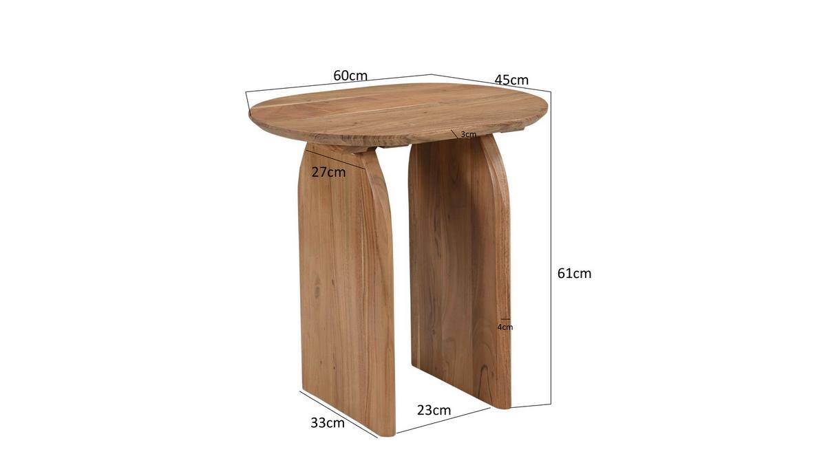 BEISTELLTISCH Akazie Natur B: 60cm - Naturfarben, Design, Holz (60/45/61cm) - MID.YOU