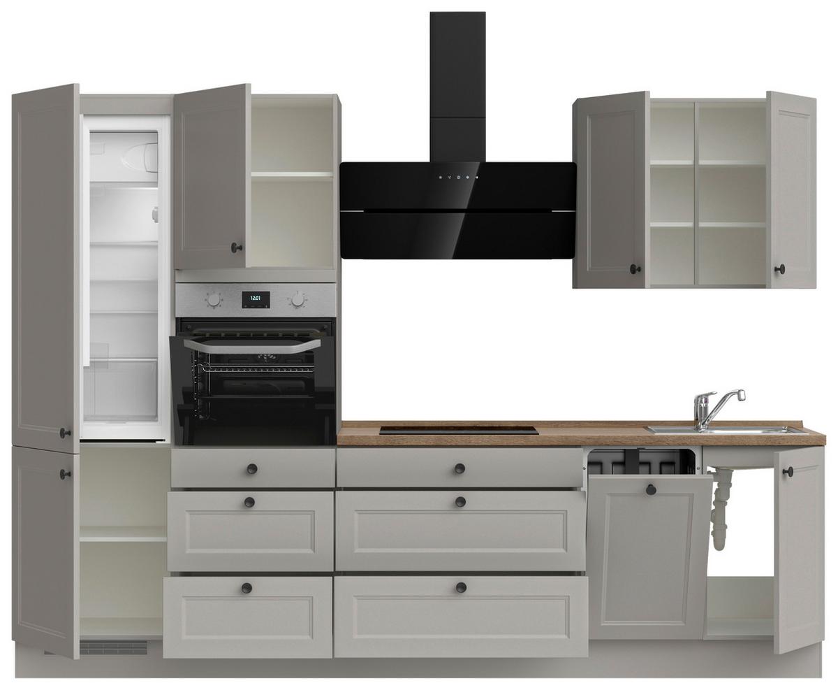 Kuchynská linka 300 cm, kamenná sivá supermatná - čierna/sivá, Modern, kov/kompozitné drevo (300cm) - Nobilia