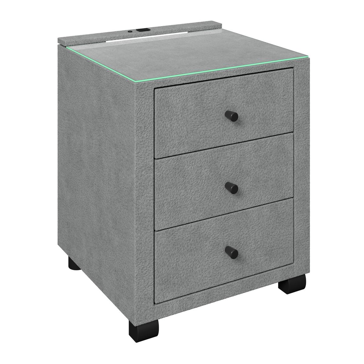 Nachtkästchen Elysia Dunkelgrau, B: 48 cm - Dunkelgrau, Trend, Glas/Holz (48/68/45,5cm) - Luca Bessoni