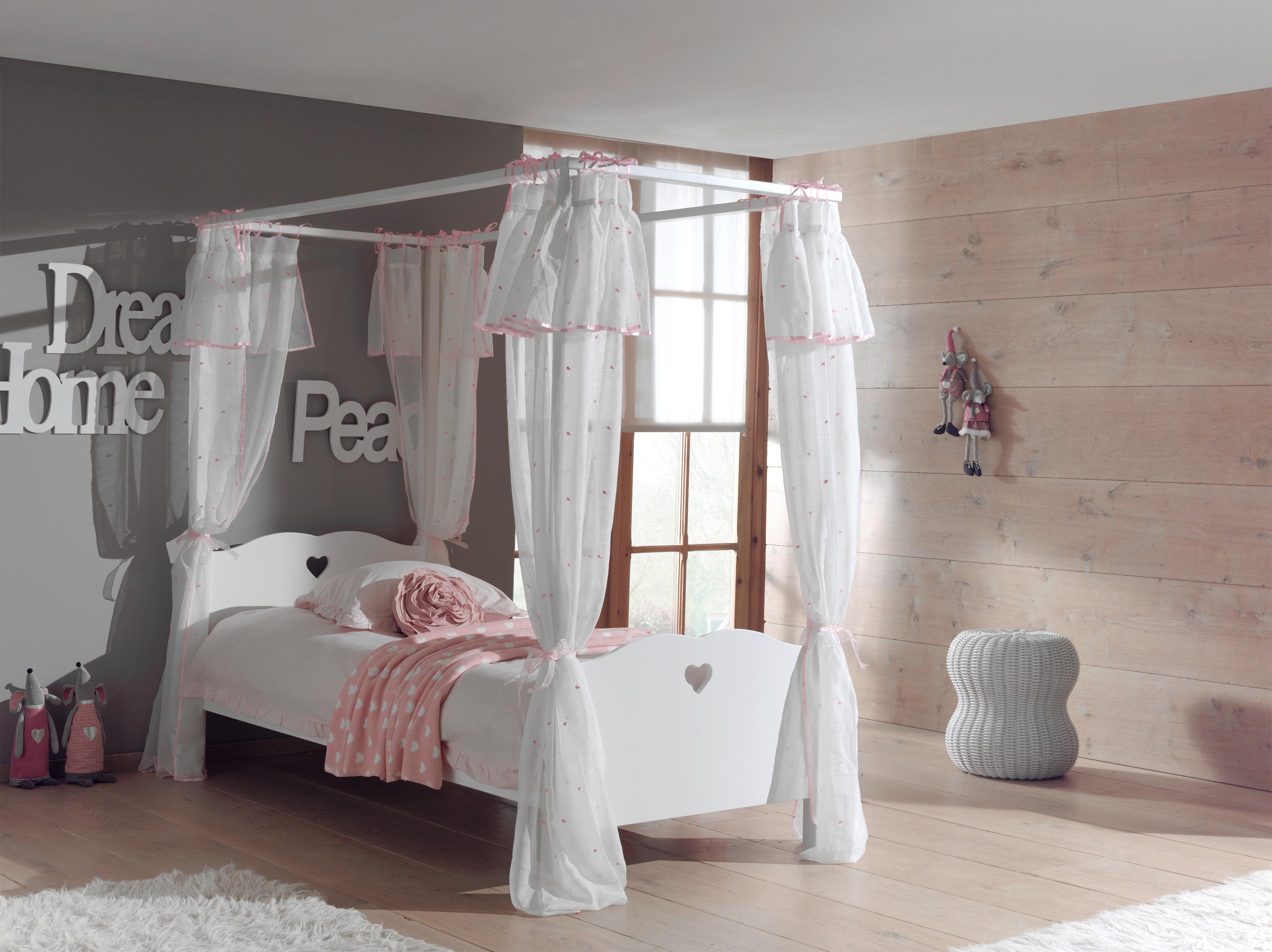 Posteľ s nebesami AMORI biela - biela, Konventionell, kompozitné drevo/textil (90/200cm) - MID.YOU