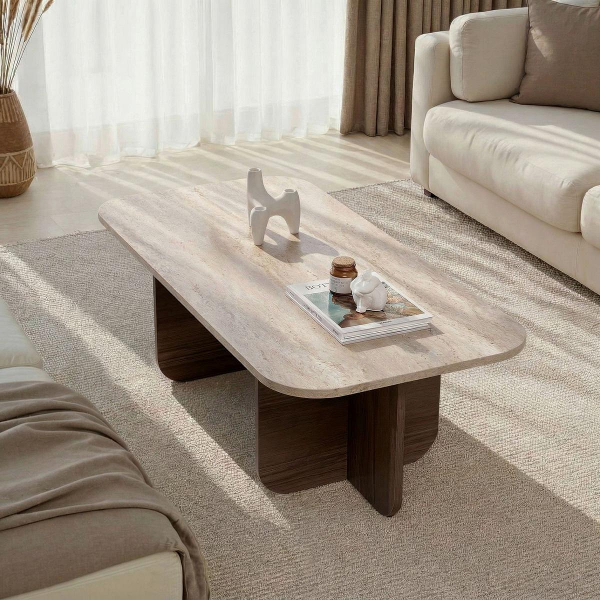 Couchtisch Akira Creme/Walnussfarben L: 120cm - Walnussfarben/Creme, Design, Holzwerkstoff (120/60/41cm) - MID.YOU