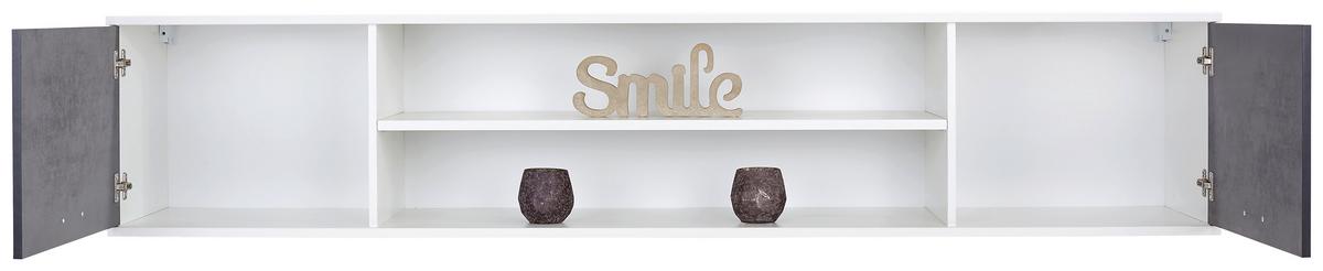 Hängeelement Star B: 204 cm Weiß/Betonoxid + Offene Fächer - Dunkelgrau/Weiß, KONVENTIONELL, Holzwerkstoff (204/40,6/38cm)