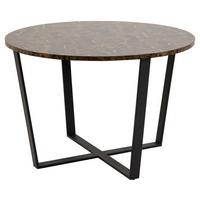 Esstisch Rund Amble Ø 110 Cm Marmor Dekor Braun - Schwarz/Braun, Basics, Holzwerkstoff/Metall (110/75cm)
