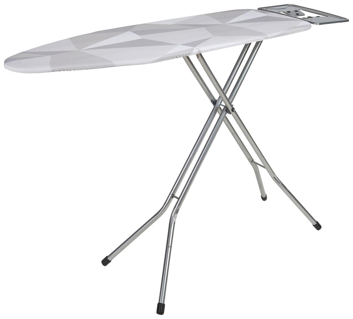 Bügelbrett Bastian Graphic Design 141x38 Cm, Inkl. Ablage - Weiß/Grau, Basics, Textil (141/90/38cm) - Homezone