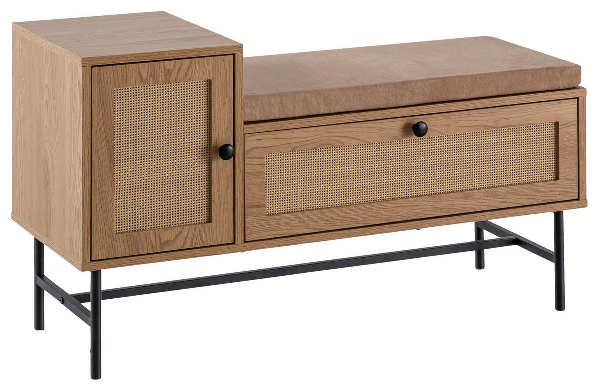 Schuhbank Eichefarben Dekor B: 100 Cm - Eichefarben/Beige, Design, Holzwerkstoff/Textil (100/60/38cm) - MID.YOU