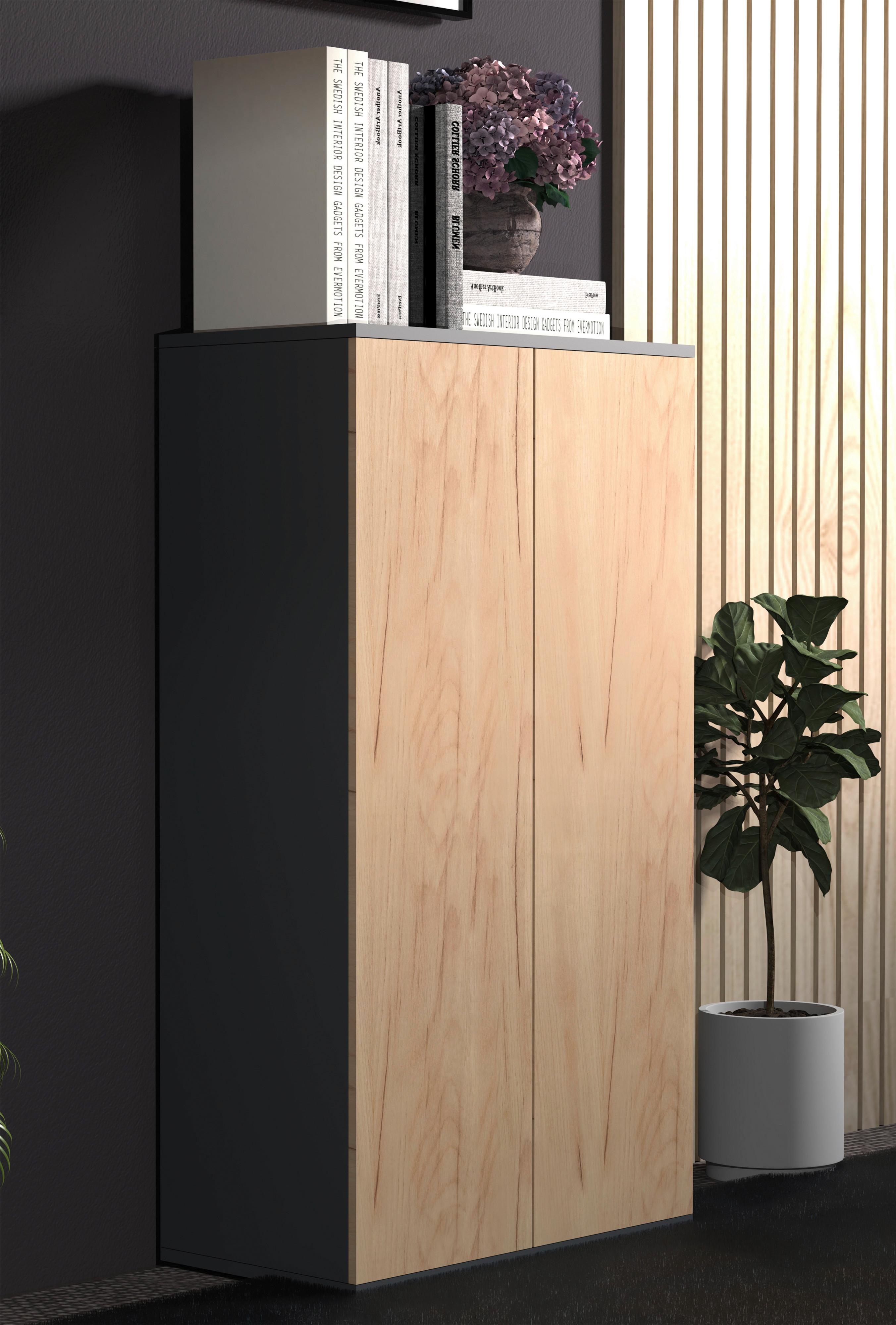 Kommode Dalrosa Anthrazit/Honigeiche Dekor - Honigeiche/Anthrazit, MODERN, Holzwerkstoff (60/108/32cm) - MID.YOU