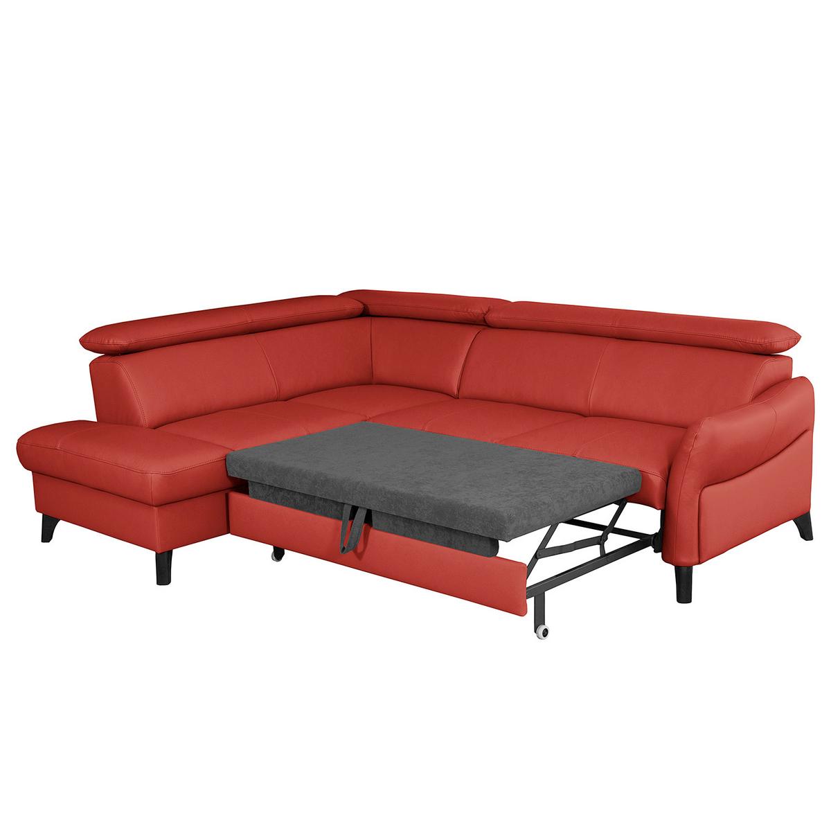 Ecksofa Note New Teilleder Rot 199x244 - Rot/Schwarz, Design, Leder/Textil (199/244cm) - Livetastic