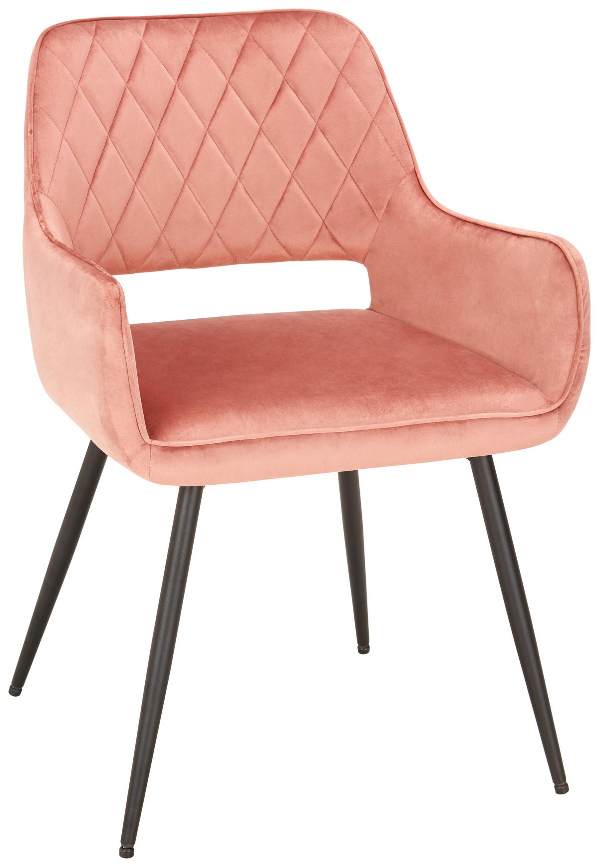 Židle SERAFINA růžová - růžová/černá, Moderní, kov/dřevo (55/80,5/59,5cm) - Mömax