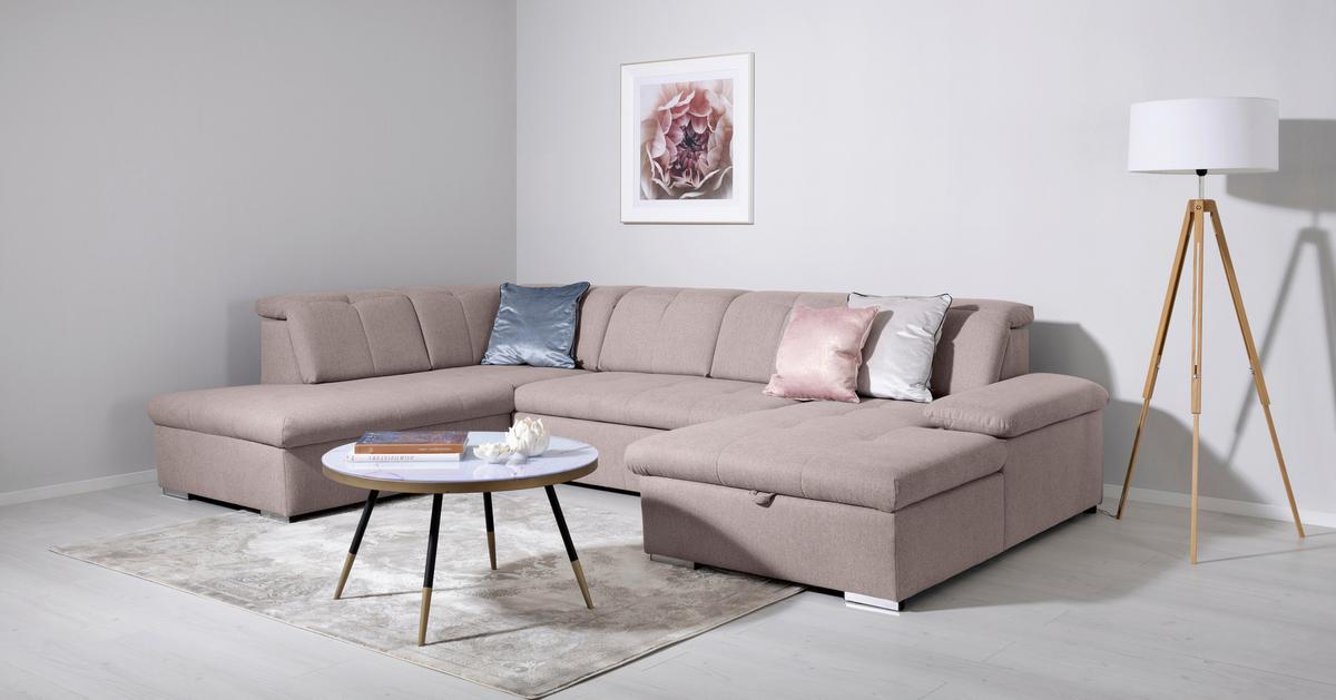 Wohnlandschaft Ramzes Taupe U: 215x328x173 cm - Taupe/Grau, Design, Textil (215/328/173cm) - MID.YOU