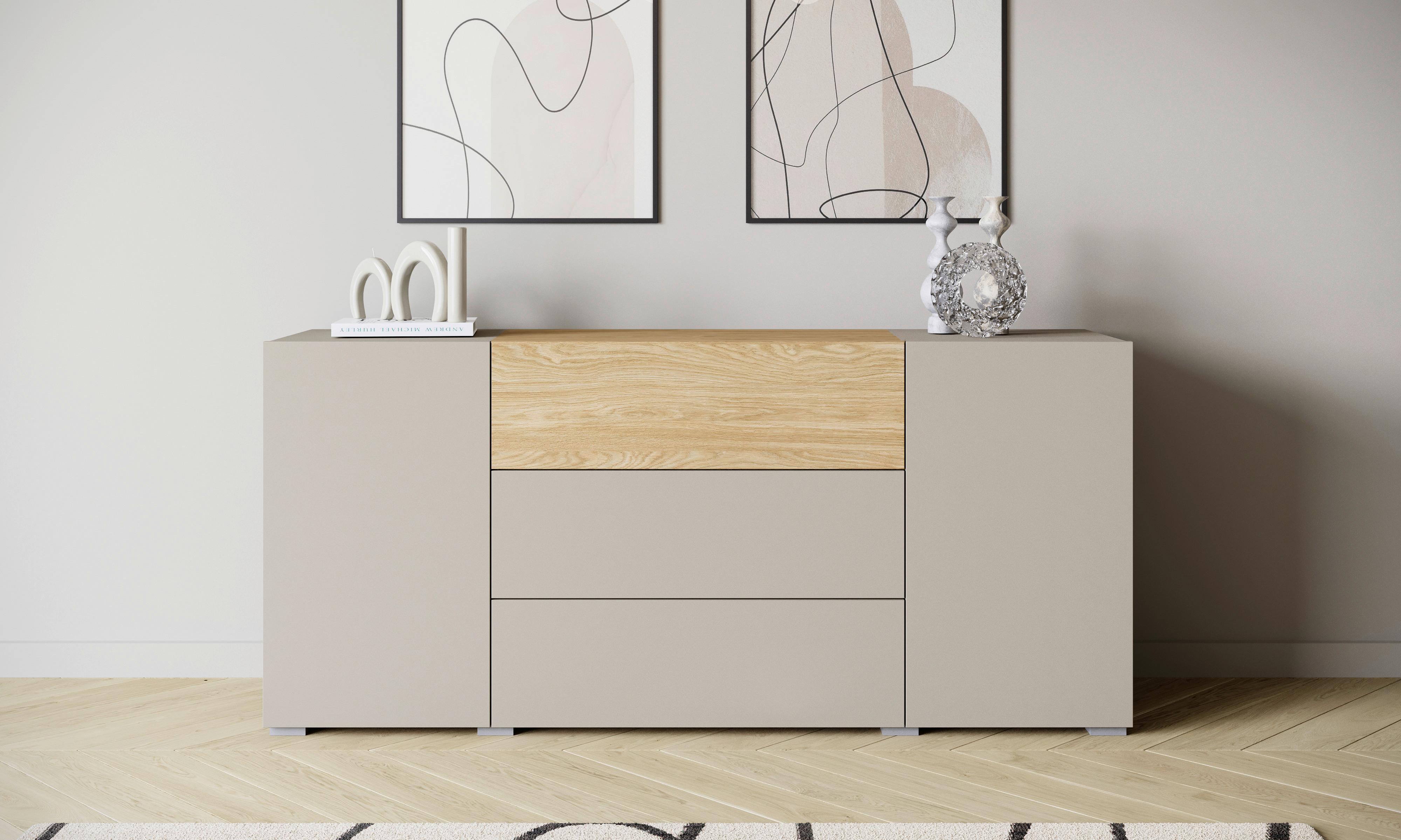 Sideboard 150cm Berlin 150 Kaschmir/Eichefarben - Kaschmir/Eichefarben, Design, Holzwerkstoff (150/68/38,5cm) - P & B