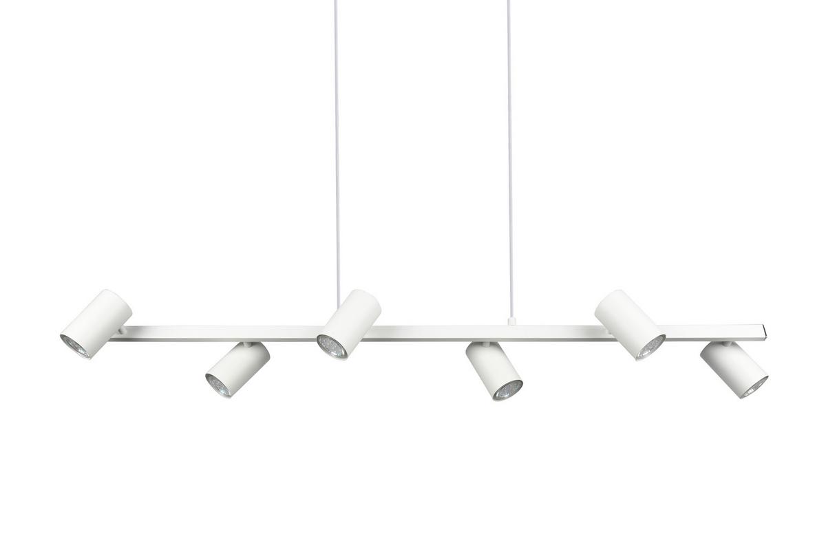 Hängeleuchte Marley H: 150 cm 6-Flammig - Weiß, MODERN, Metall (115/150/18cm) - Trio Leuchten