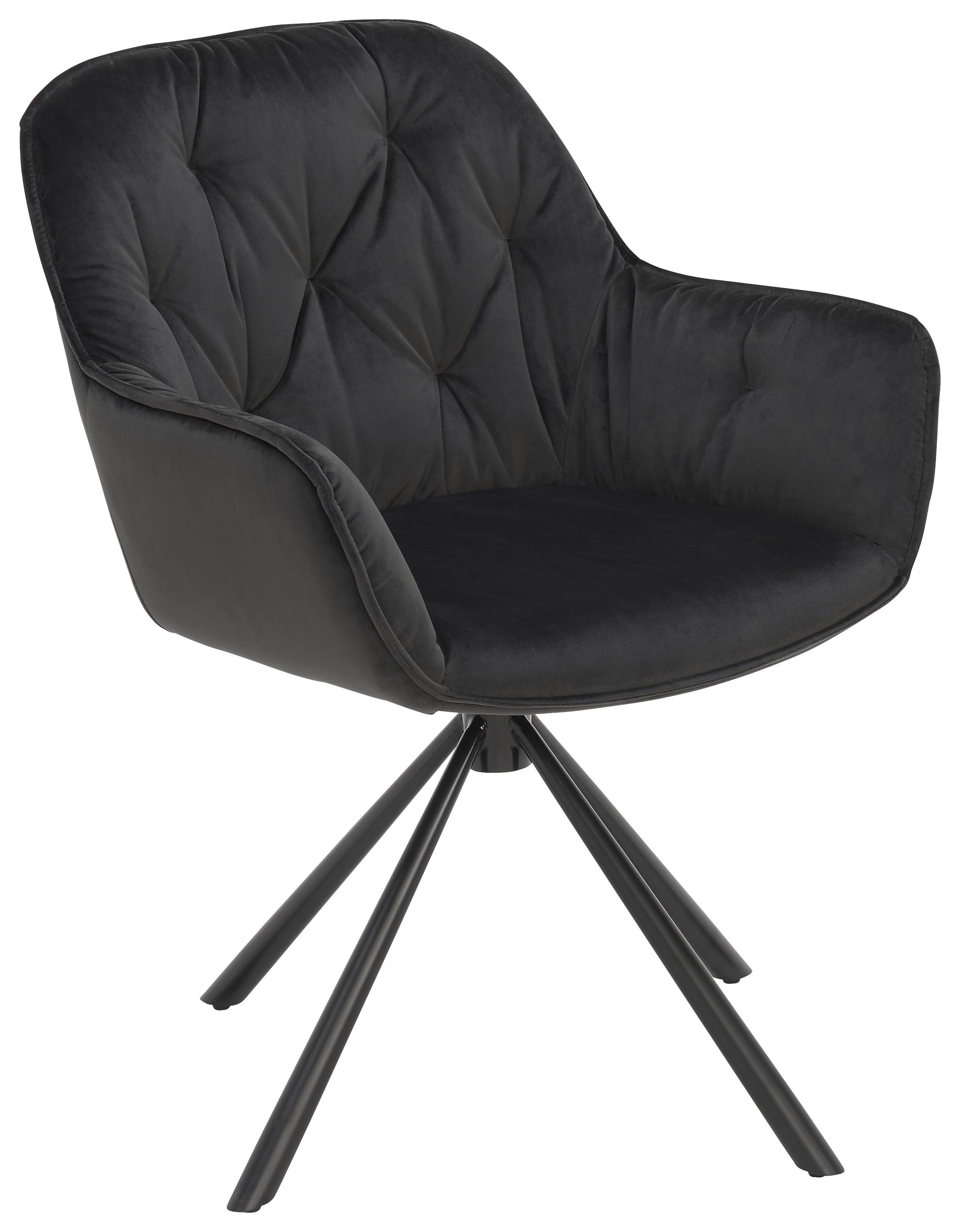 Négylábú Szék Silvi - fekete, Modern, textil/fém (63/85/65cm)