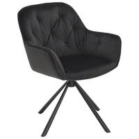 Armlehnstuhl Silvi Samtbezug Schwarz Gepolstert - Schwarz, MODERN, Textil/Metall (63/85/65cm)