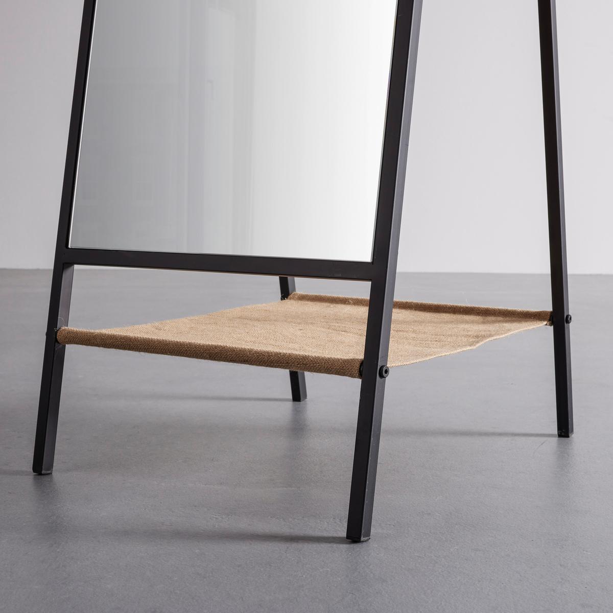 Zrcadlo MELINDA - černá/přírodní barvy, Moderní, kov/textil (42/170/41cm) - P & B