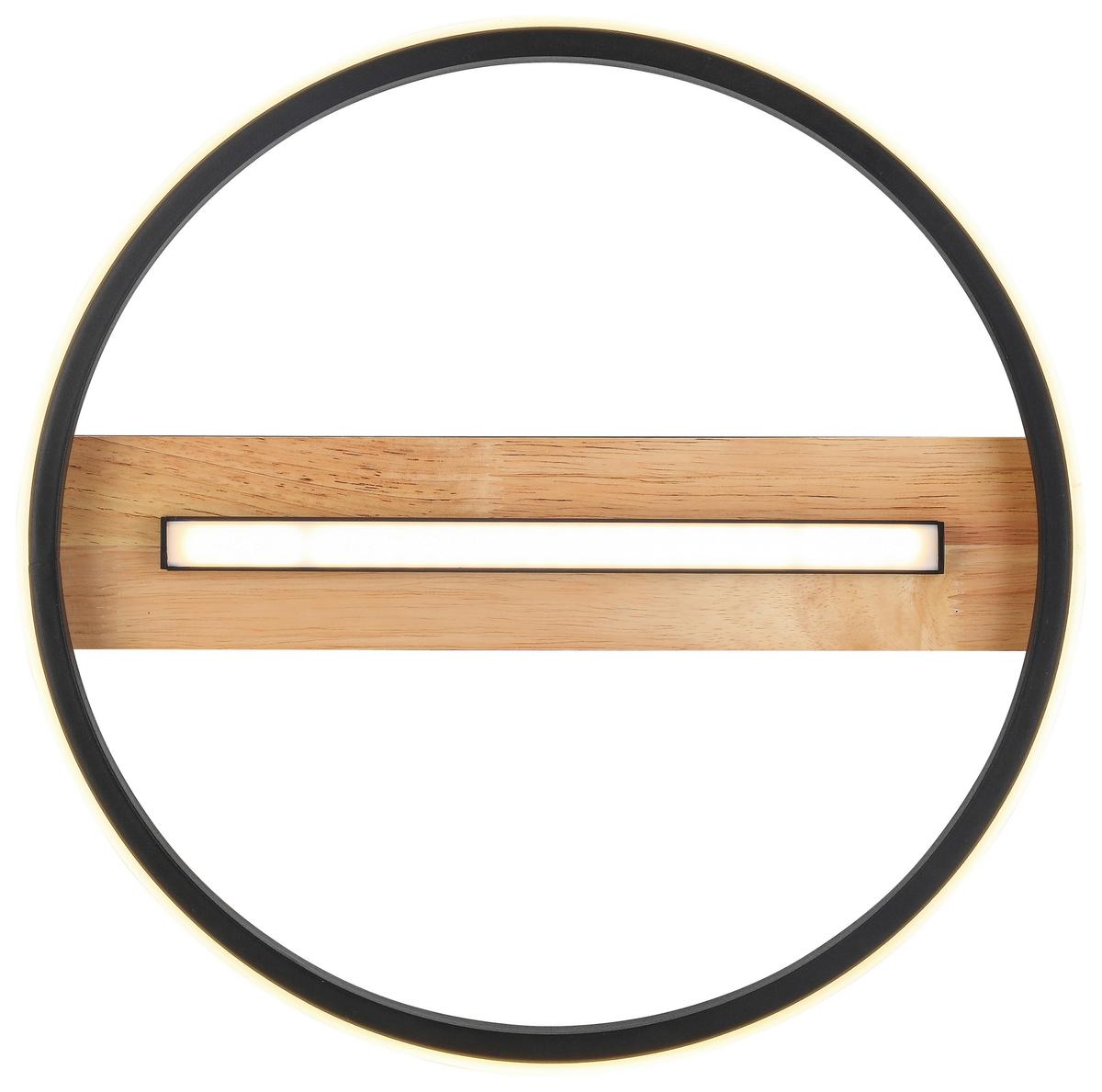 LED-Deckenleuchte Adora - Schwarz/Naturfarben, MODERN, Holz/Kunststoff (34,3/6cm) - Luca Bessoni
