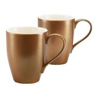 Tassenset Keramik 300 ml 2 Stk. Weiß/Goldfarben - Goldfarben/Weiß, Basics, Keramik - Creatable