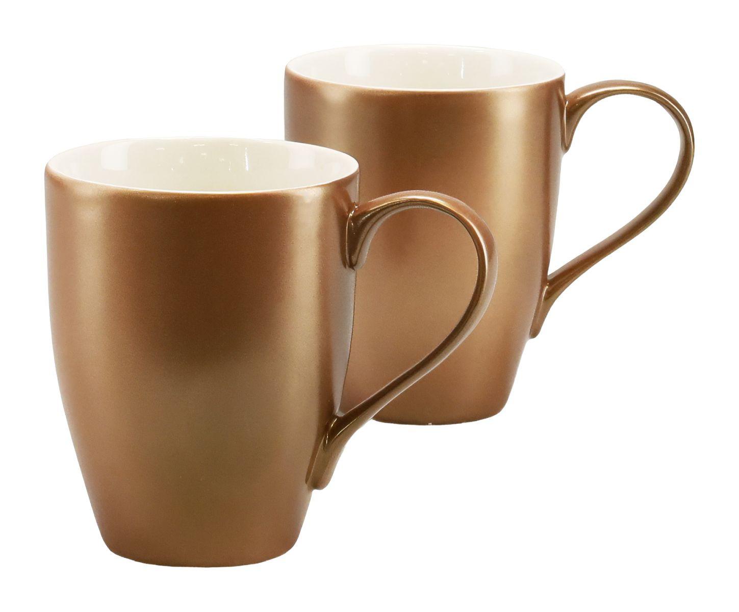 Tassenset Keramik 300 ml 2 Stk. Weiß/Goldfarben