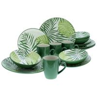 Kombiservice Aus Keramik, 4 Personen, Geschirr Set - Weiß/Grün, Basics, Keramik - Creatable