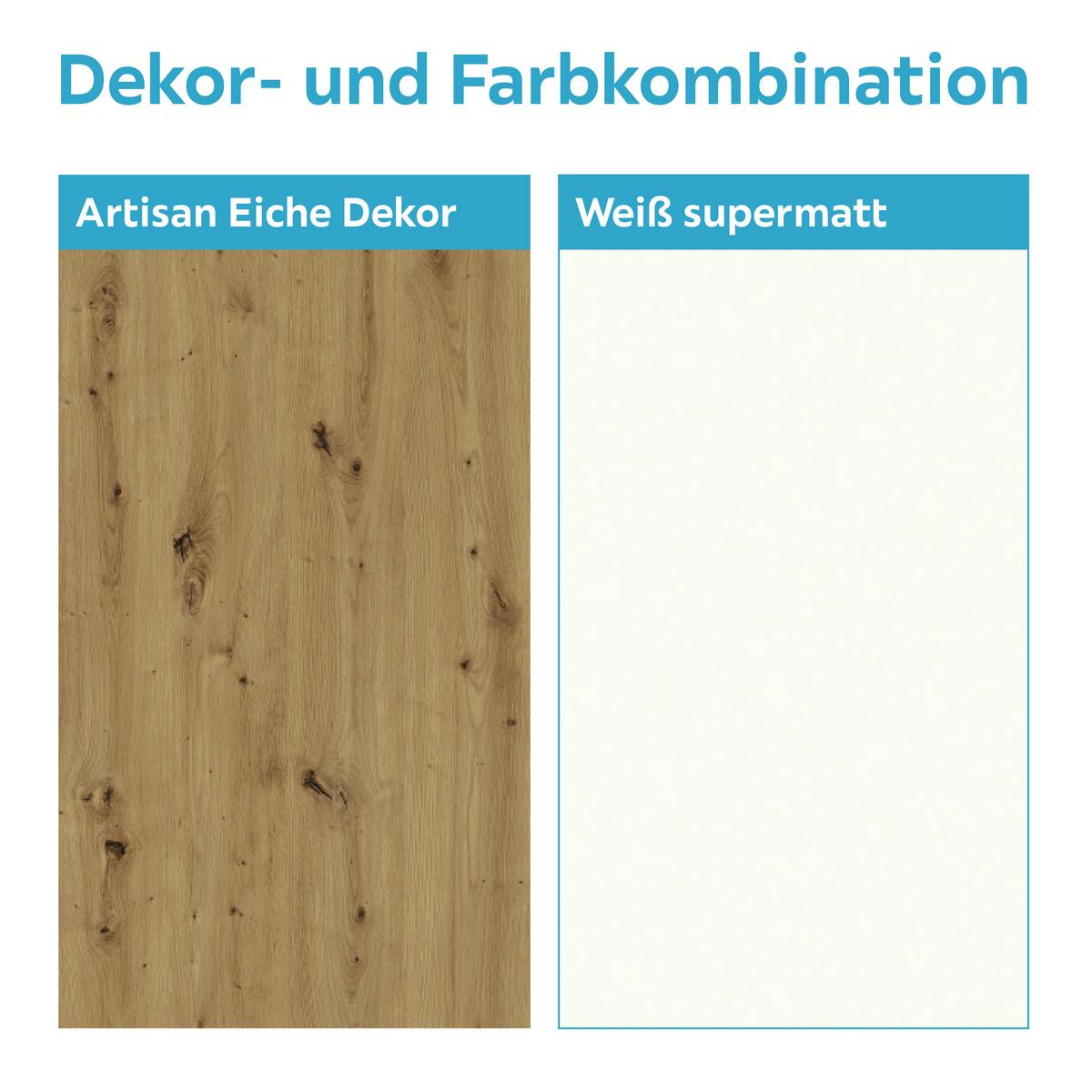 Vitrine Kashmir New B: 57 cm inkl. LED, Eiche Dekor/Weiß - Eichefarben/Schwarz, MODERN, Glas/Holzwerkstoff (57/192/41cm) - James Wood