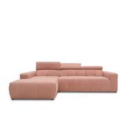 Ecksofa + Kopfteilverstellung Brandon Pink Mikrofaser - Schwarz/Rosa, Design, Textil (175/285cm) - MID.YOU