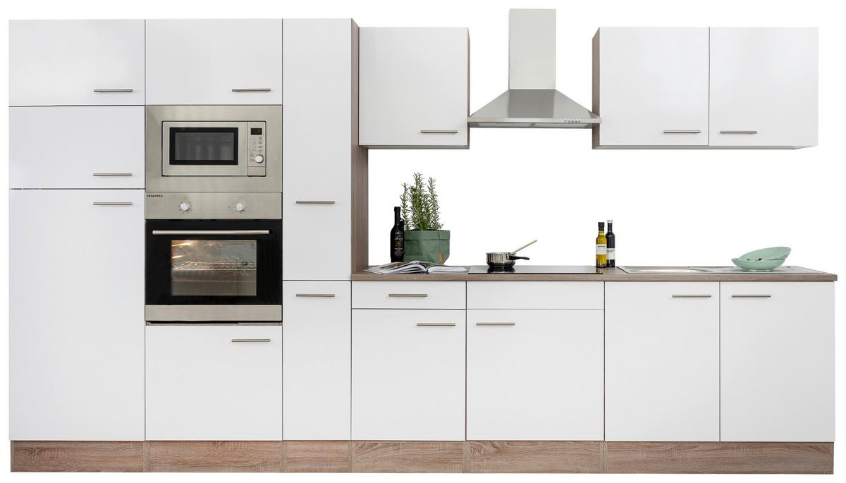 Küchenzeile Mit Geräten B: 360 Cm Weiß/eiche Dekor - Eichefarben/Weiß, Design, Holzwerkstoff (360cm) - Respekta