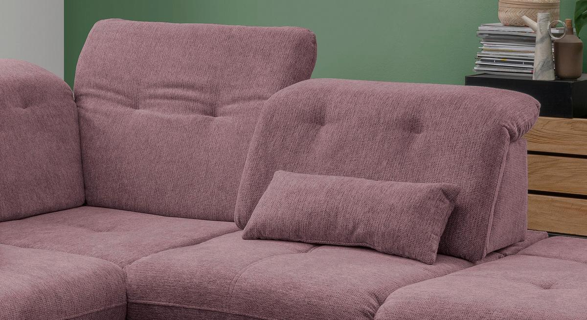 Ecksofa Mit Schlaffunktion Dalida Brombeere Chenille - Chromfarben/Brombeere, Design, Textil (280/254cm) - Livetastic