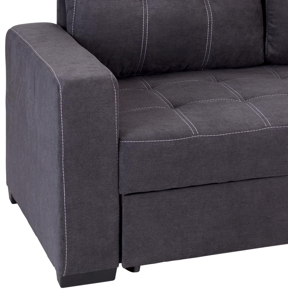 Ecksofa mit Schlaffunktion & Bettkasten Mediolan Dunkelgrau - Dunkelgrau/Schwarz, Design, Textil (240/160cm) - Ondega