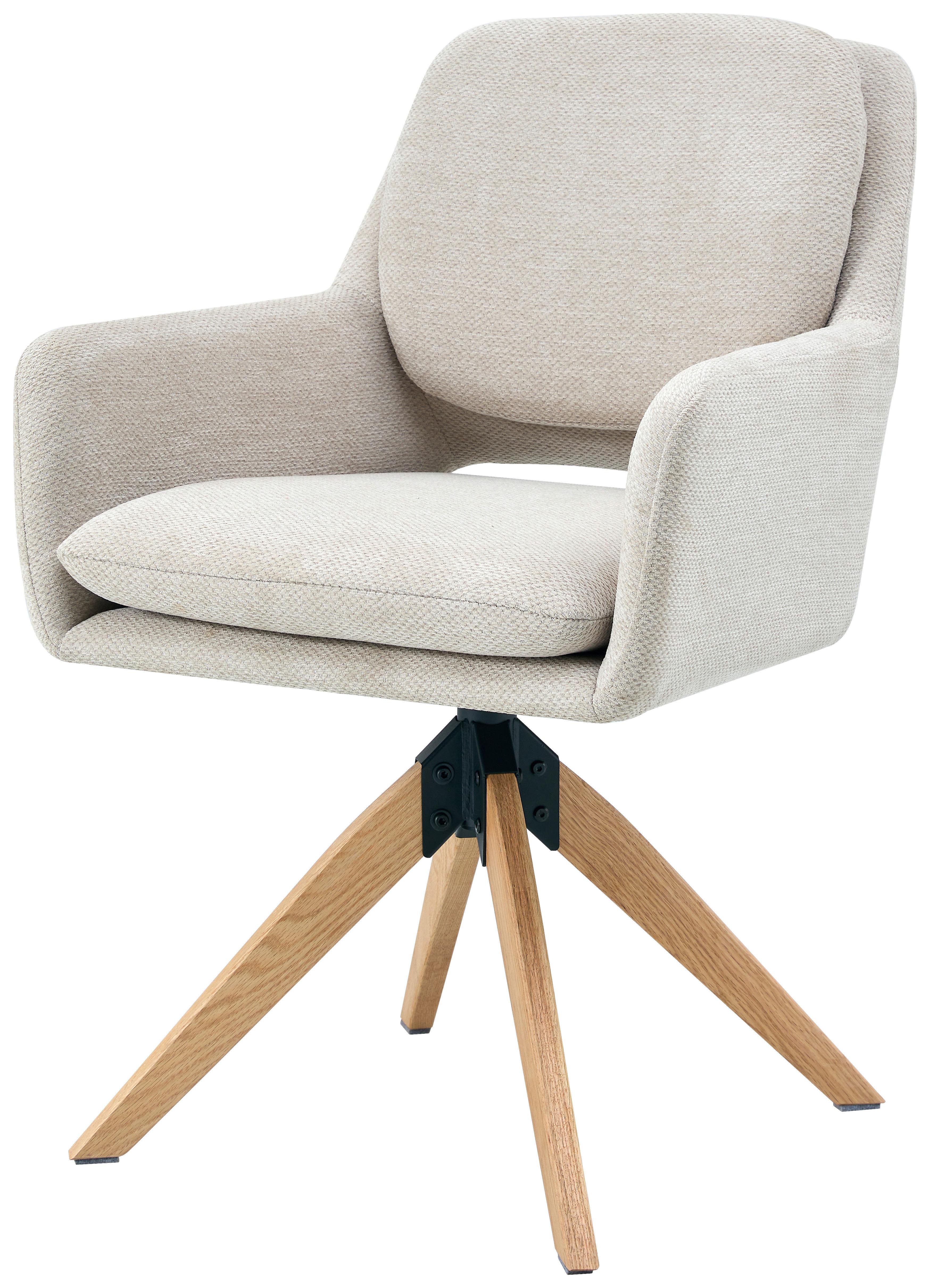 Armlehnstuhl Marley Webstoff Beige, B: 59 Cm - Beige/Naturfarben, KONVENTIONELL, Holz/Textil (59/89/65cm) - Livetastic