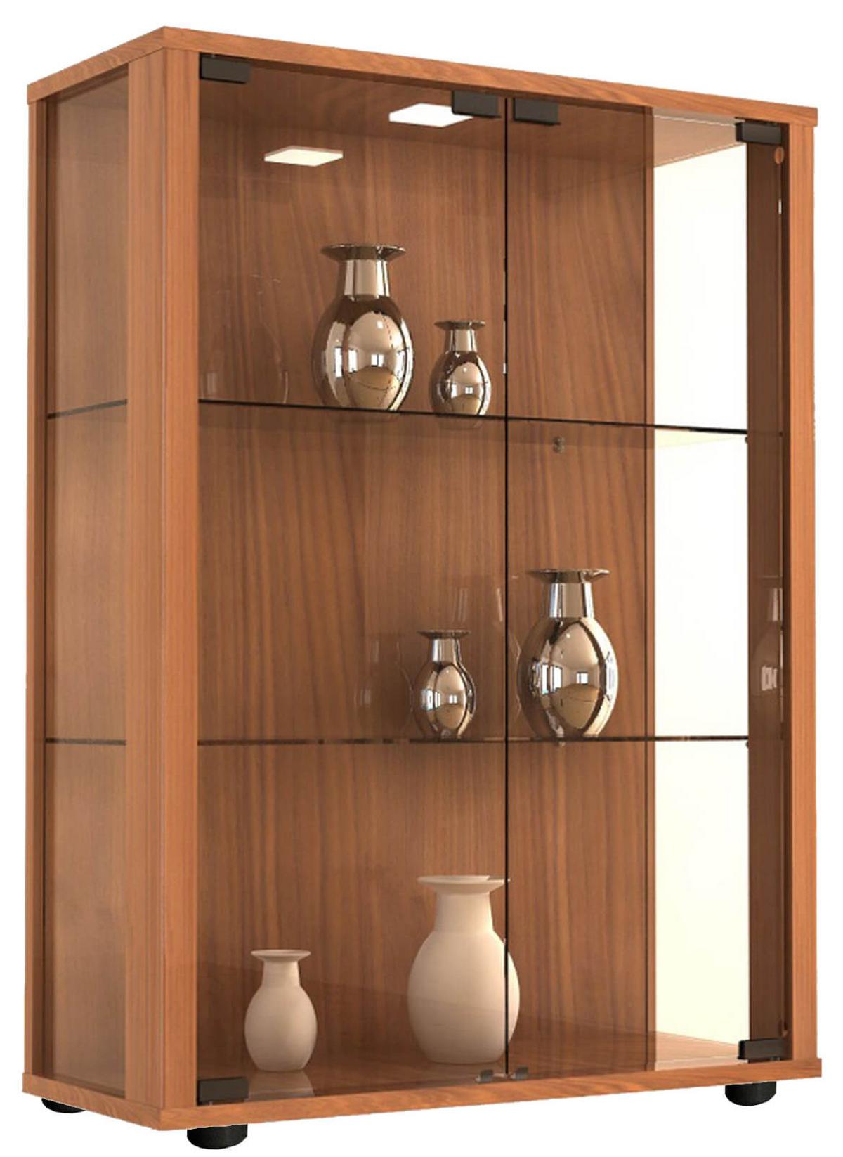 Vitrine Glasol Xxl B: 52 Cm Stehend Anthrazit - Nussbaumfarben/Schwarz, MODERN, Glas/Holzwerkstoff (60/80/25cm) - MID.YOU