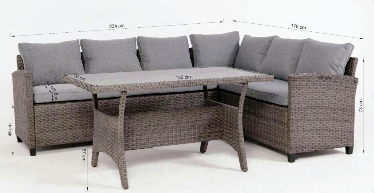 Lounge Garnitúra Vipora Jobbos - szürke, Modern, műanyag/textil (234/178cm) - Ondega