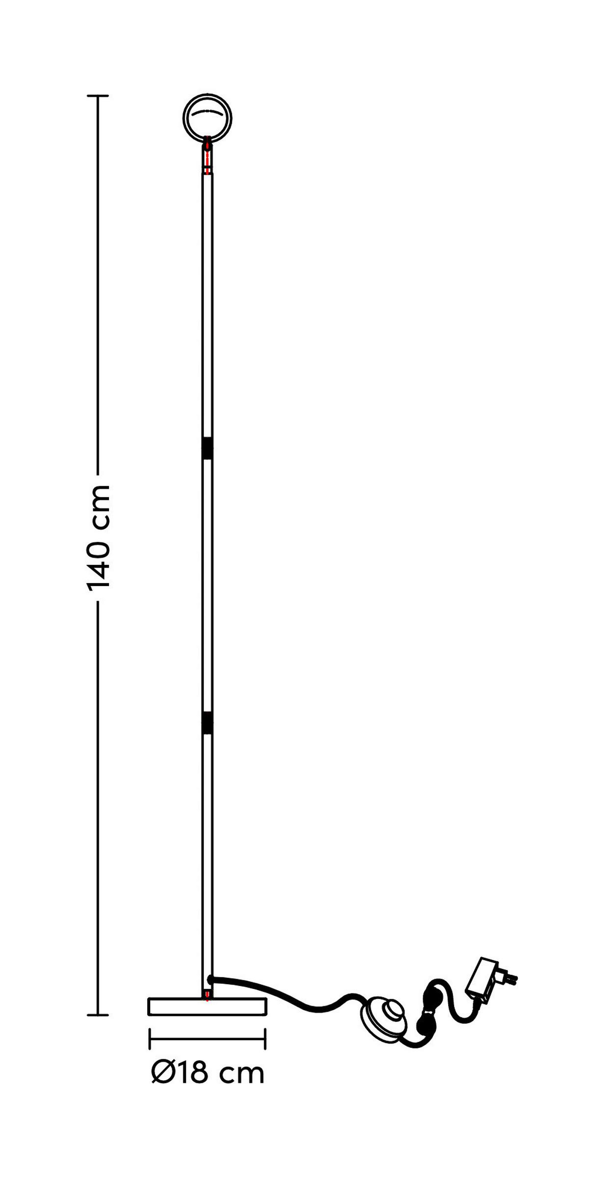 Stojací LED svítidlo Mavis, včet. LED 7W - černá, Moderní, kov (18/140cm) - Modern Living