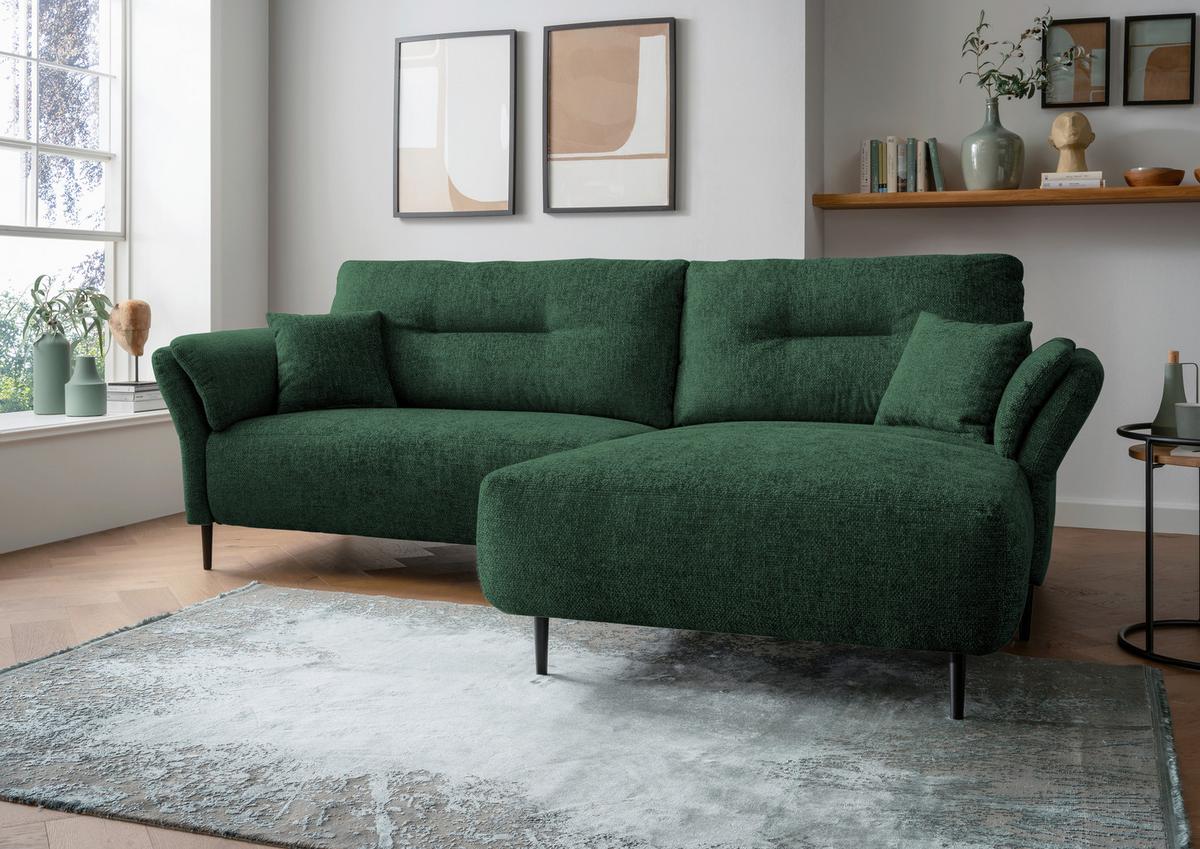 Ecksofa Piatelli Waldgrün S: 269x172 Cm - Waldgrün/Schwarz, MODERN, Textil (269/172cm) - MID.YOU