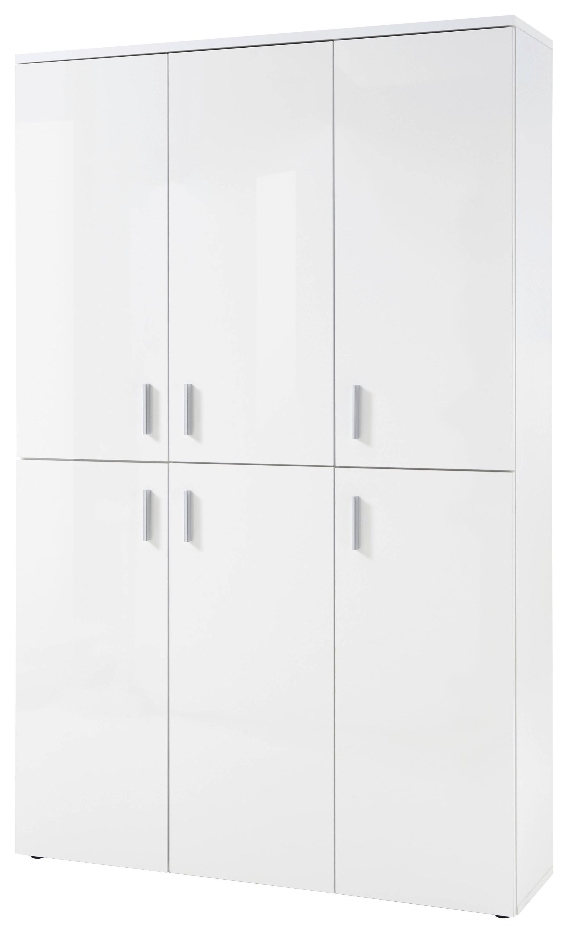 Schuhschrank Lincoln Weiß Dekor 6-Türig B: 120 cm - Weiß, Design, Holzwerkstoff (120/190/35cm) - MID.YOU