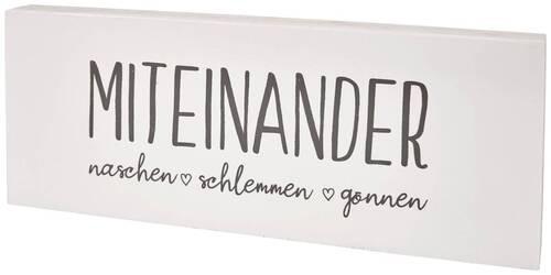 Dekoschild Rahel - Weiß/Grau, KONVENTIONELL, Holzwerkstoff (25/2,5/10cm)