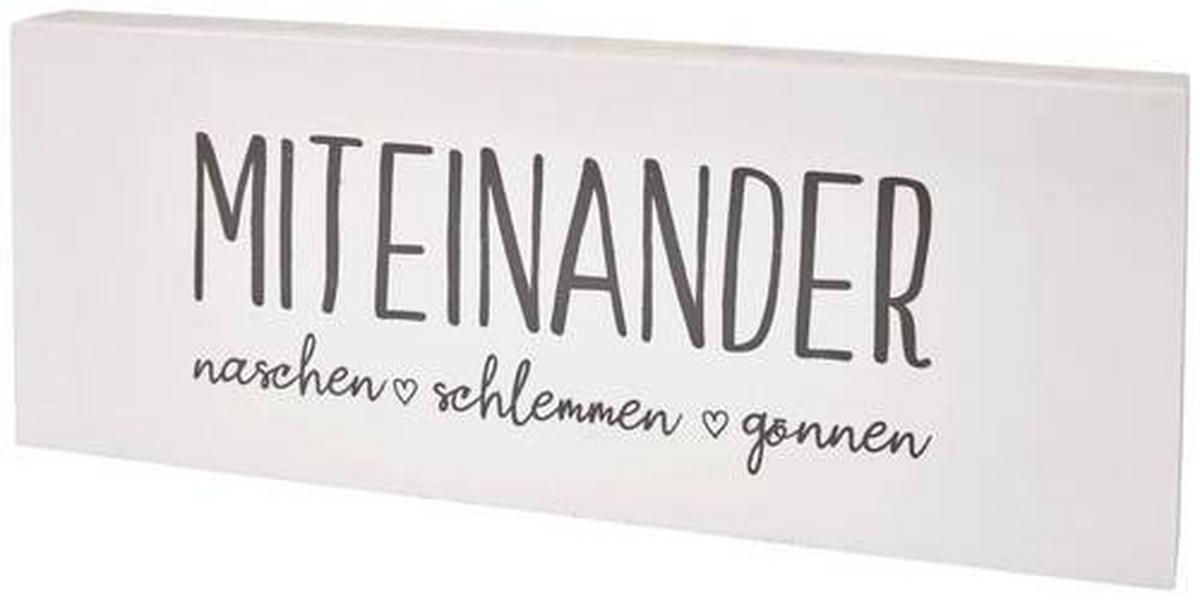 Dekoschild Rahel - Weiß/Grau, KONVENTIONELL, Holzwerkstoff (25/2,5/10cm)