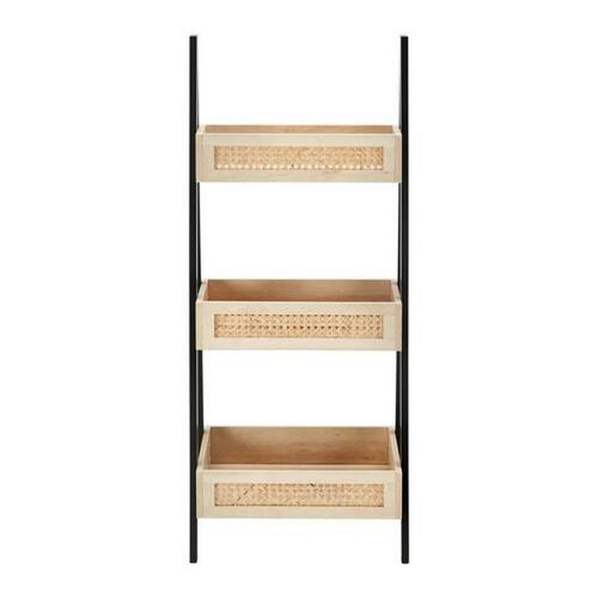 Regál DENIS - čierna/prírodná farba, Modern, drevo/kompozitné drevo (45/110/35cm) - Bessagi Home