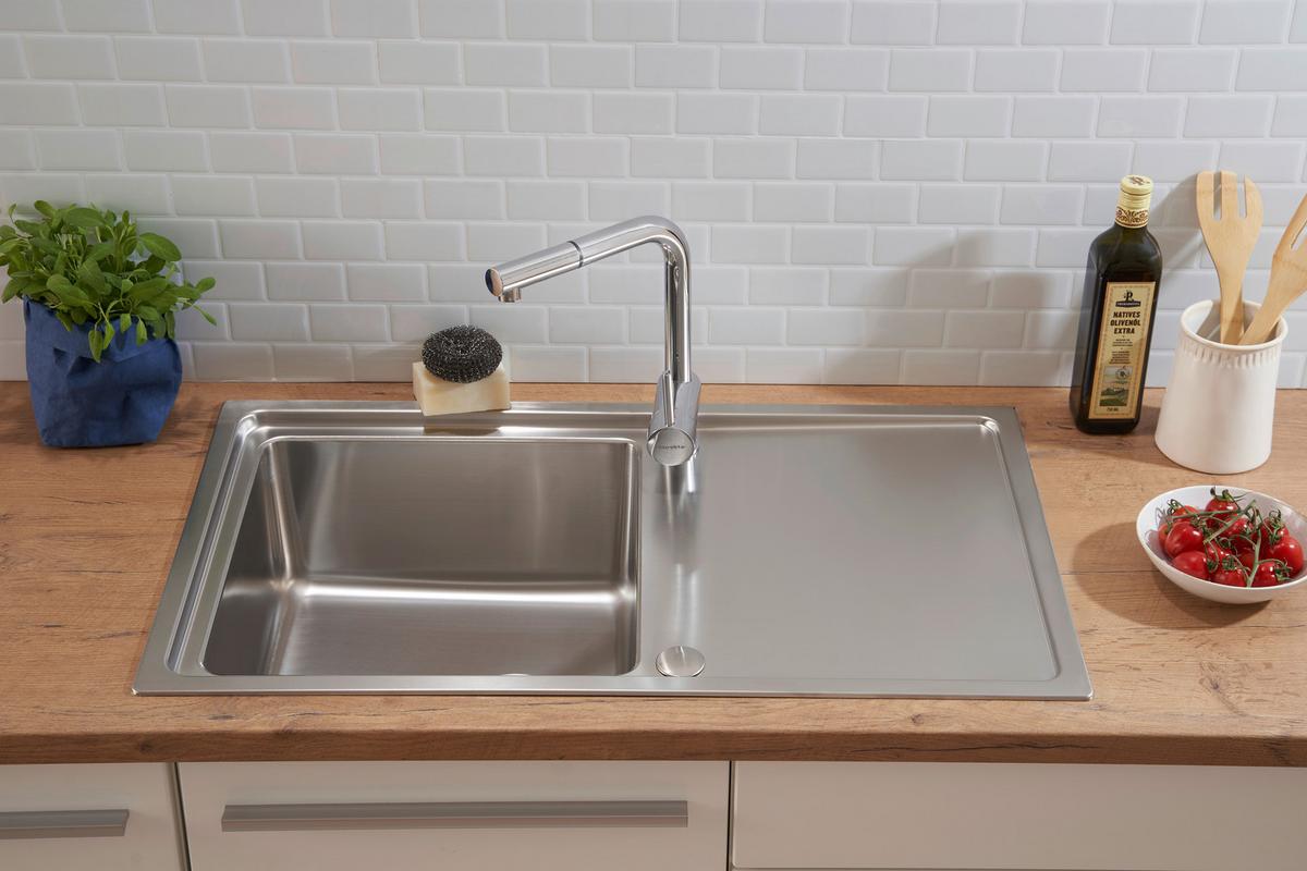 Spüle Respekta Edelstahl Bxt: 86x50 Cm - Edelstahlfarben, Trend, Metall (86/21/50cm) - Respekta