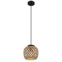 Hängeleuchte 15766h - Schwarz/Naturfarben, Natur, Naturmaterialien/Kunststoff (20/120cm) - Globo