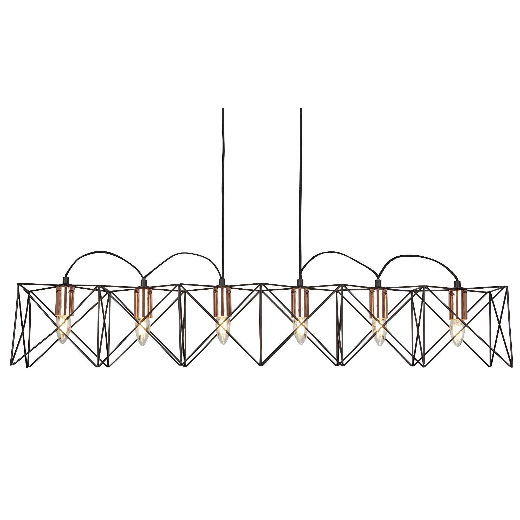 Hängeleuchte Anthea H: 145 cm 6-Flammig, höhenverstellbar - Schwarz/Kupferfarben, Design, Metall (110/19/145cm)