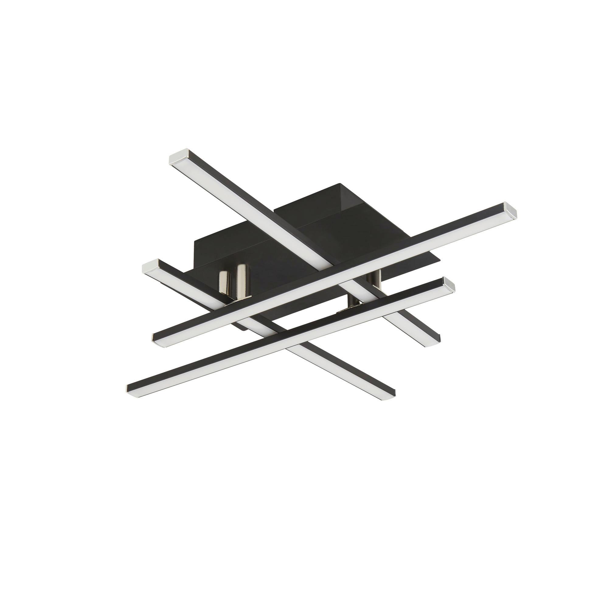 Led-deckenleuchte 694-4bk - Chromfarben/Schwarz, Design, Kunststoff/Metall (45,5/45,5/8,5cm)