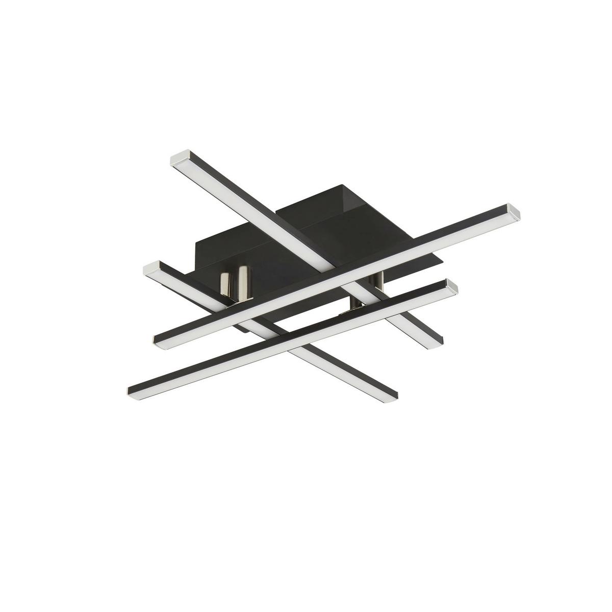 LED-Deckenleuchte 694-4bk - Chromfarben/Schwarz, Design, Kunststoff/Metall (45,5/45,5/8,5cm)
