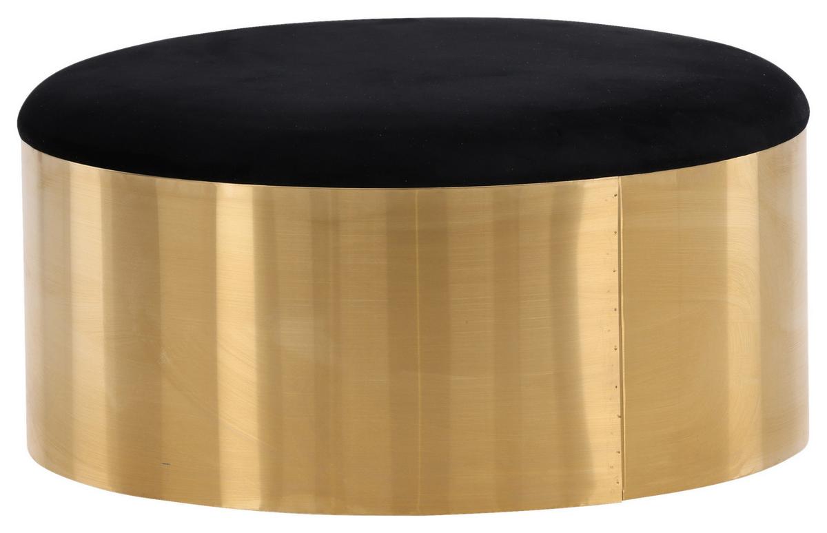 Hocker Puff - Goldfarben/Schwarz, Design, Textil/Metall (45/46/45cm) - Livetastic