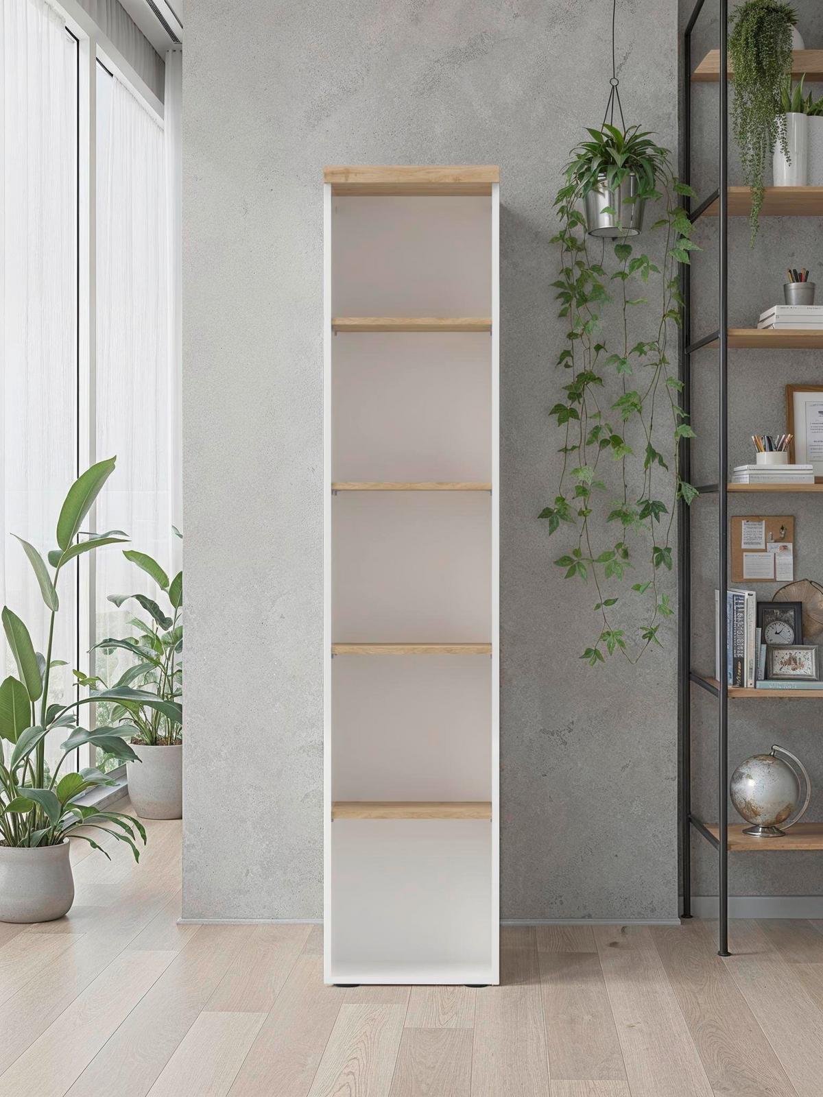 REGÁL EASY OFFICE - čierna/biela s vysokým leskom, Modern, kompozitné drevo/plast (41/193/34cm) - Based