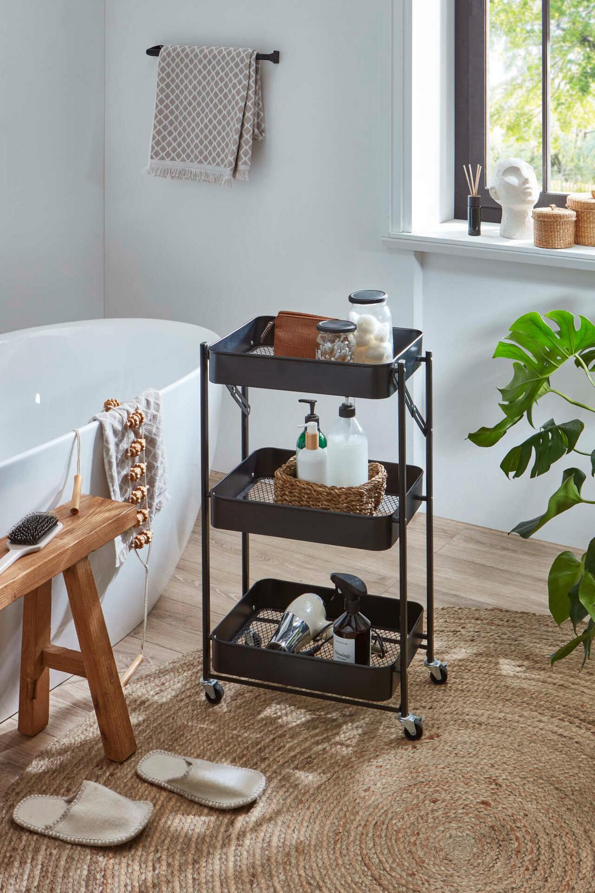 Einkaufstrolley Schwarz B: 44cm - Schwarz, Design, Metall (44/78/31cm) - MID.YOU