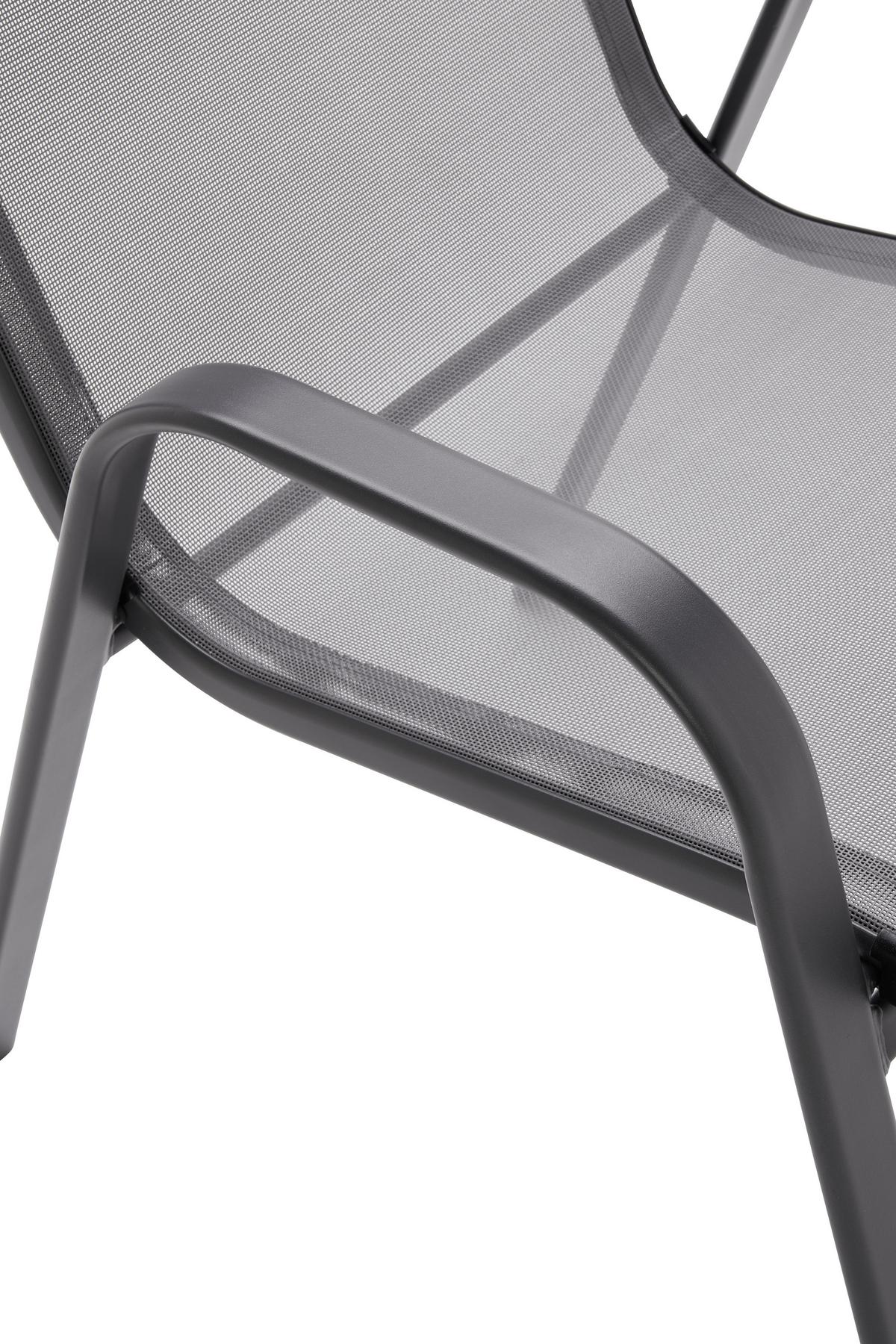 Gartensessel Stapelbar Alexis Stahl/textilene - Anthrazit, MODERN, Textil/Metall (54/92/73cm) - Ondega